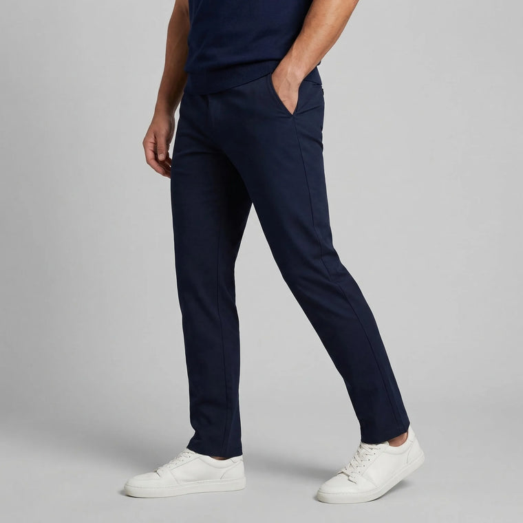 Navy blauwe broek met rechte pijpen