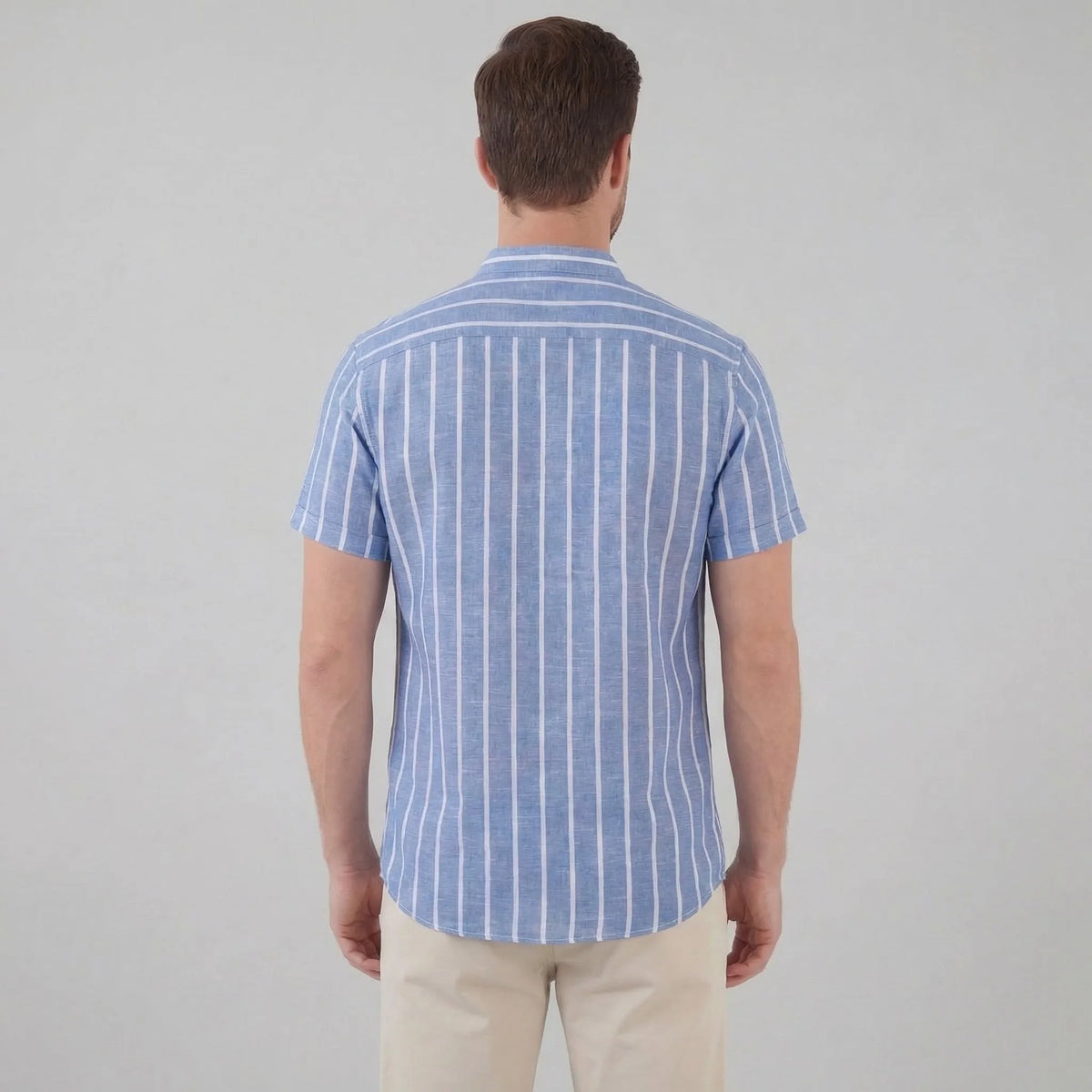 Gestreept shirt met mandarin kraag