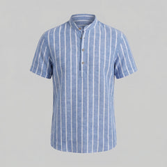 Gestreept shirt met mandarin kraag