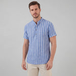 Gestreept shirt met mandarin kraag