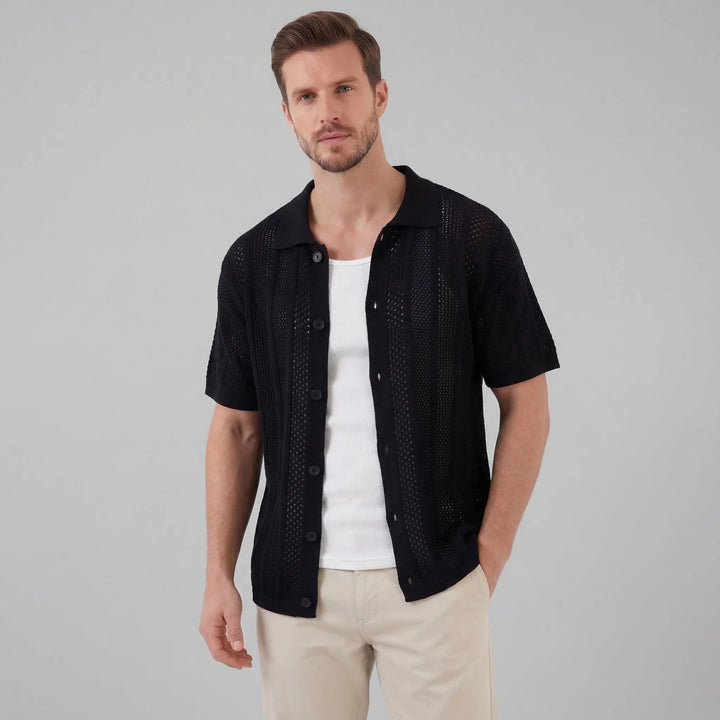 Heren mesh shirt met V-hals