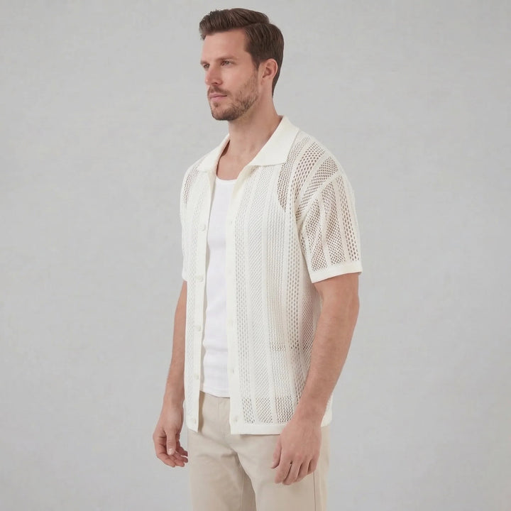 Heren mesh shirt met V-hals