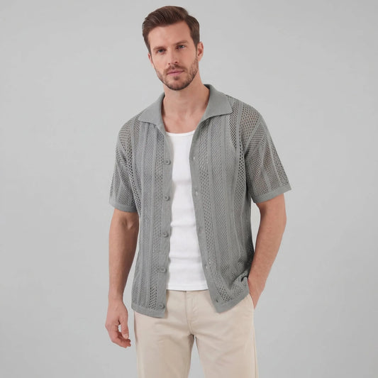 Heren mesh shirt met V-hals