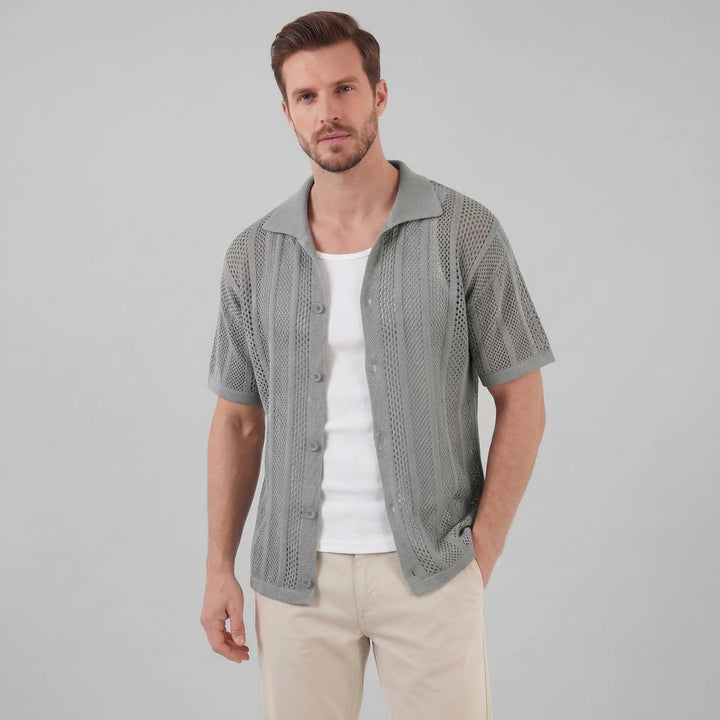 Heren mesh shirt met V-hals