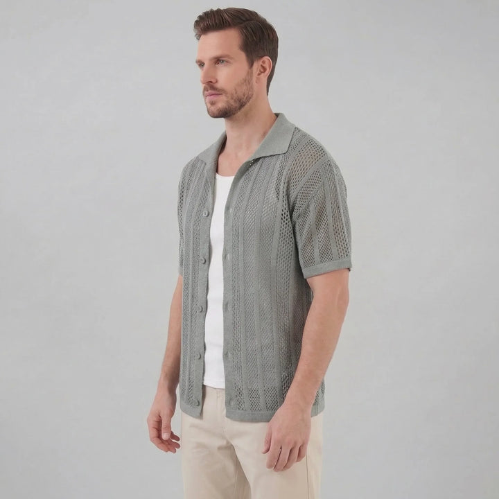 Heren mesh shirt met V-hals