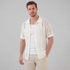 Heren mesh shirt met V-hals
