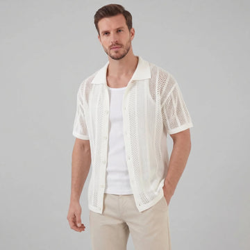 Heren mesh shirt met V-hals
