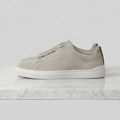 Suede sneakers met loopveters