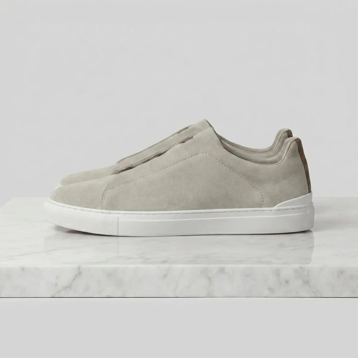 Suede sneakers met loopveters