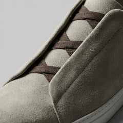 Suede sneakers met loopveters