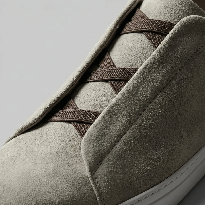 Suede sneakers met loopveters
