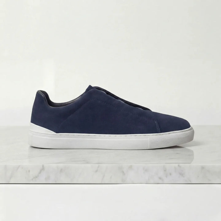 Suede sneakers met loopveters