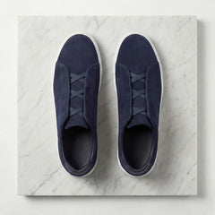 Suede sneakers met loopveters