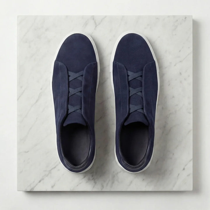 Suede sneakers met loopveters