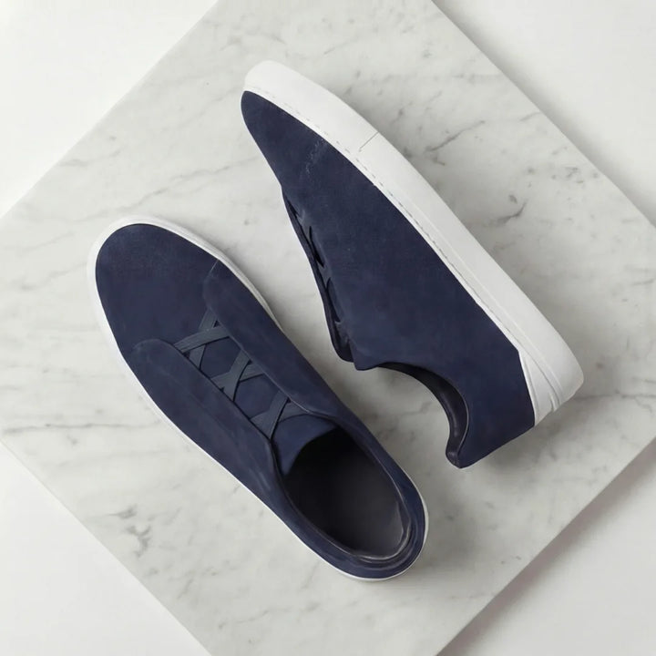 Suede sneakers met loopveters