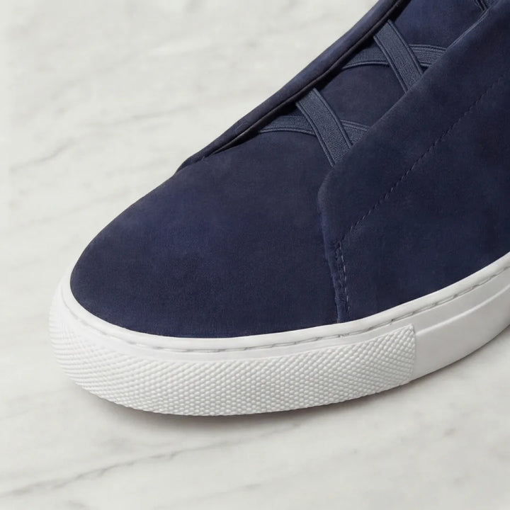 Suede sneakers met loopveters