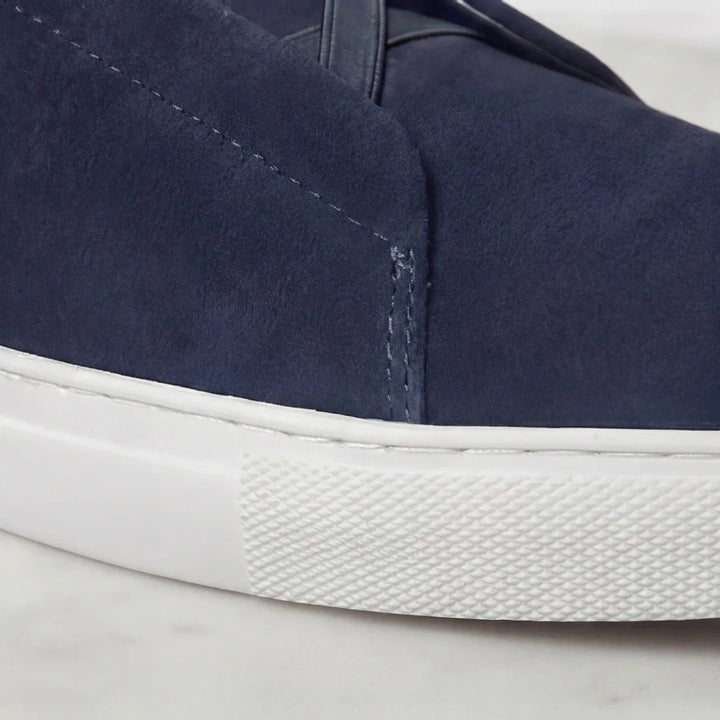 Suede sneakers met loopveters
