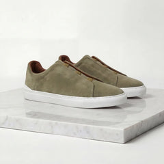 Suede sneakers met loopveters