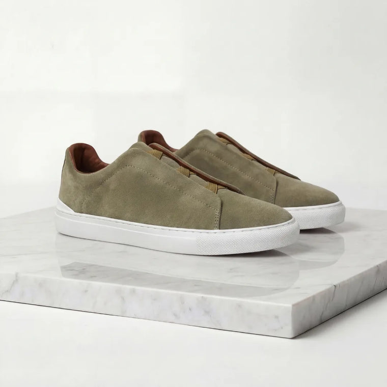 Suede sneakers met loopveters