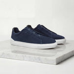Suede sneakers met loopveters