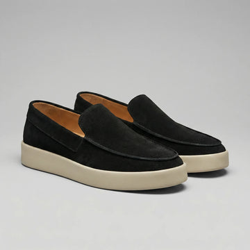 Suede loafers met contrasterende zool