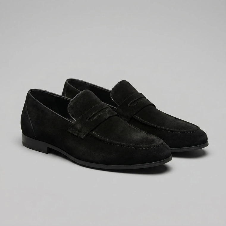 Bruine penny loafers met suède look