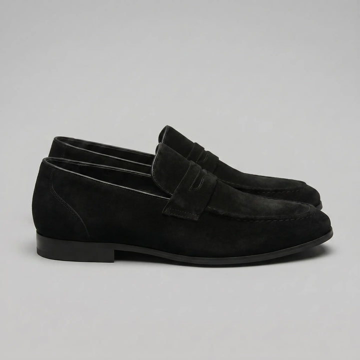 Bruine penny loafers met suède look