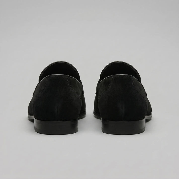 Bruine penny loafers met suède look