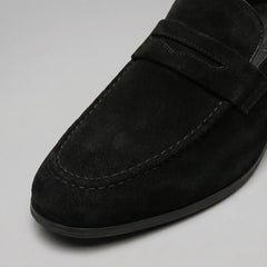 Bruine penny loafers met suède look