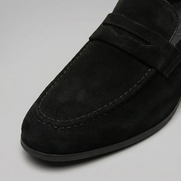 Bruine penny loafers met suède look