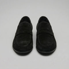 Bruine penny loafers met suède look