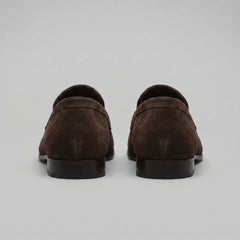 Bruine penny loafers met suède look