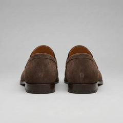 Bruine penny loafers met suède look