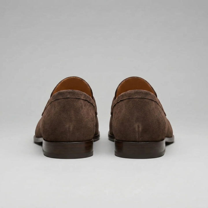 Bruine penny loafers met suède look