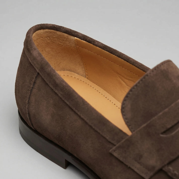 Bruine penny loafers met suède look