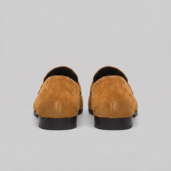 Bruine penny loafers met suède look