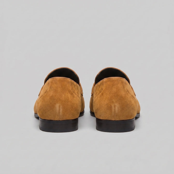Bruine penny loafers met suède look