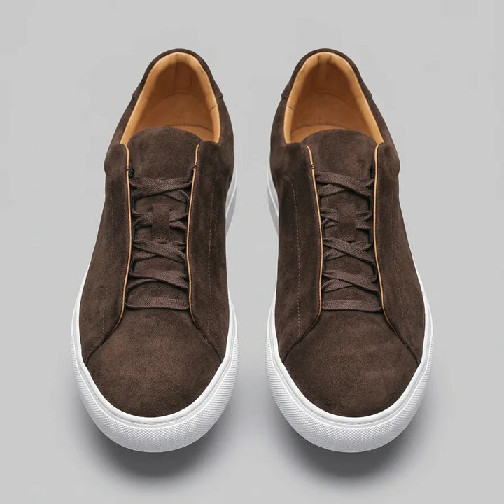 Low-top sneakers van bruin suede