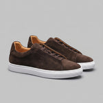 Low-top sneakers van bruin suede