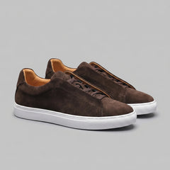 Low-top sneakers van bruin suede