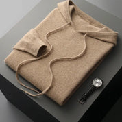Hoodie van 100% cashmere met capuchon en trekkoord