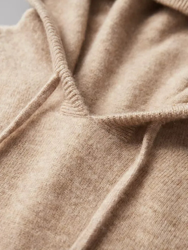 Hoodie van 100% cashmere met capuchon en trekkoord