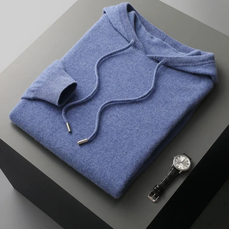 Hoodie van 100% cashmere met capuchon en trekkoord