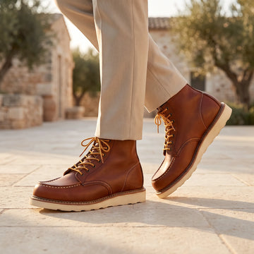 Veterschoenen boots met moc toe design
