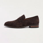 Nubuck leren loafers met saddle strap
