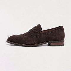 Nubuck leren loafers met saddle strap