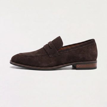 Nubuck leren loafers met saddle strap