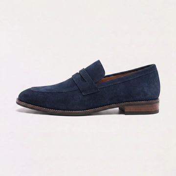 Nubuck leren loafers met saddle strap