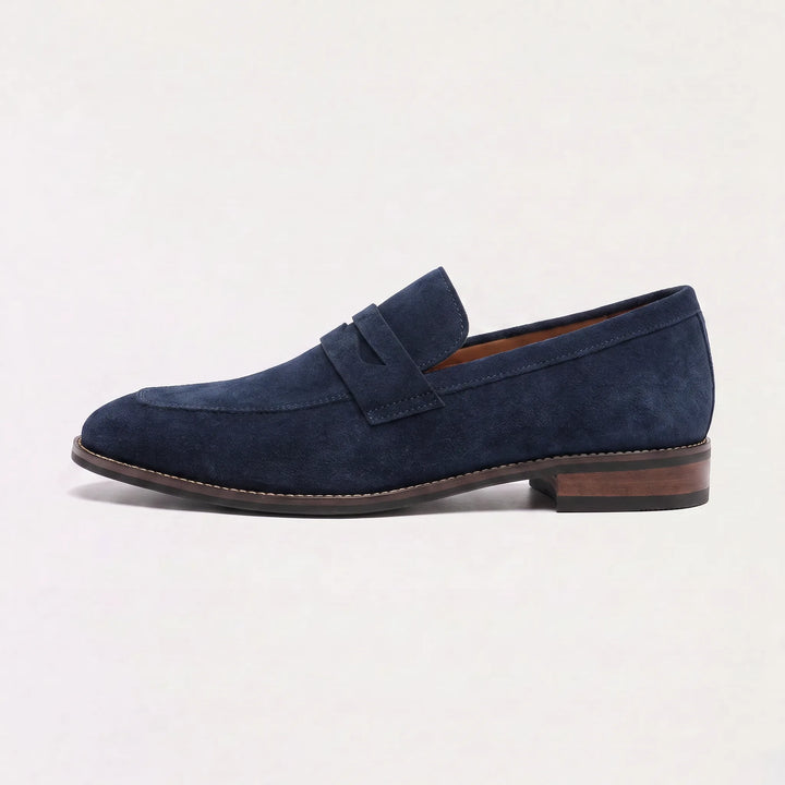 Nubuck leren loafers met saddle strap