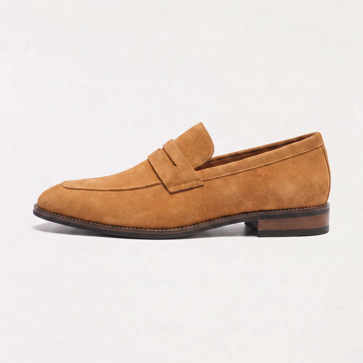 Nubuck leren loafers met saddle strap